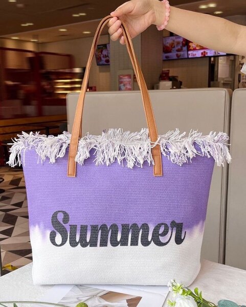 Sac d'été en paille avec franges