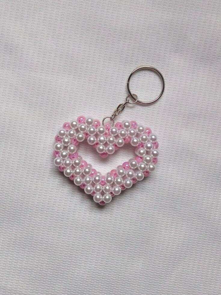 Porte-clés Cœur Perles Élégant