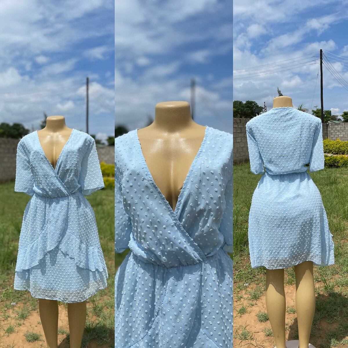 Women's blue short dress, size L