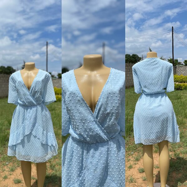 Women's blue short dress, size L