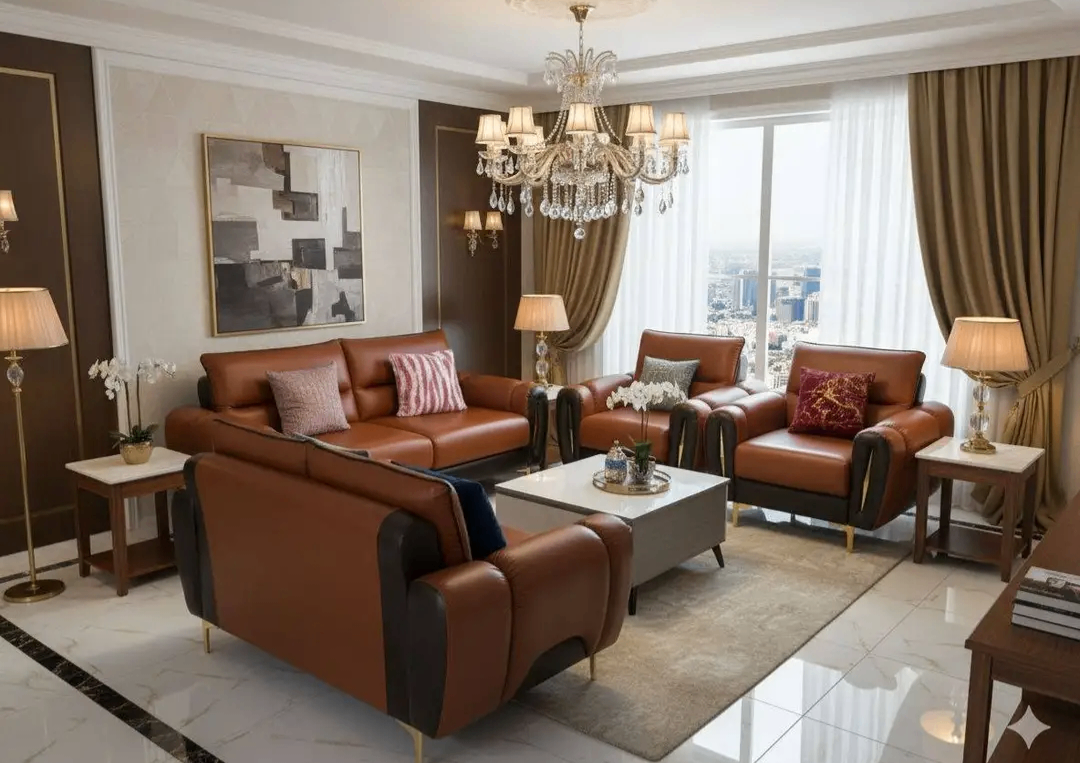Salon cuir moderne et élégant