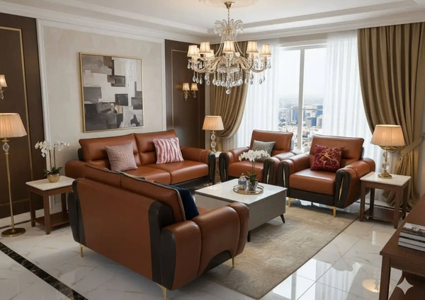 Salon cuir moderne et élégant