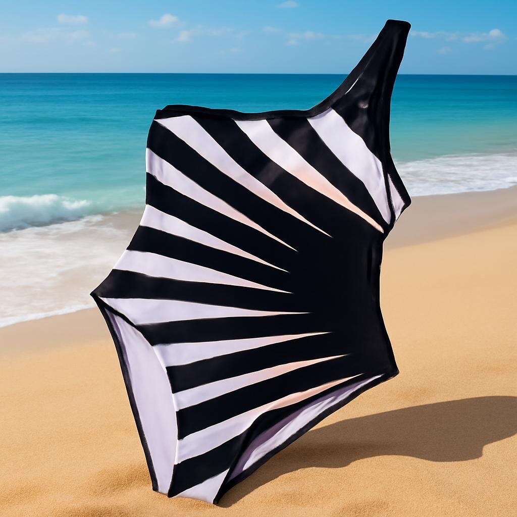 Striped One-Shoulder Swimsuit