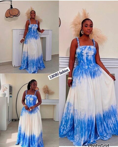 Robe longue dégradé bleu