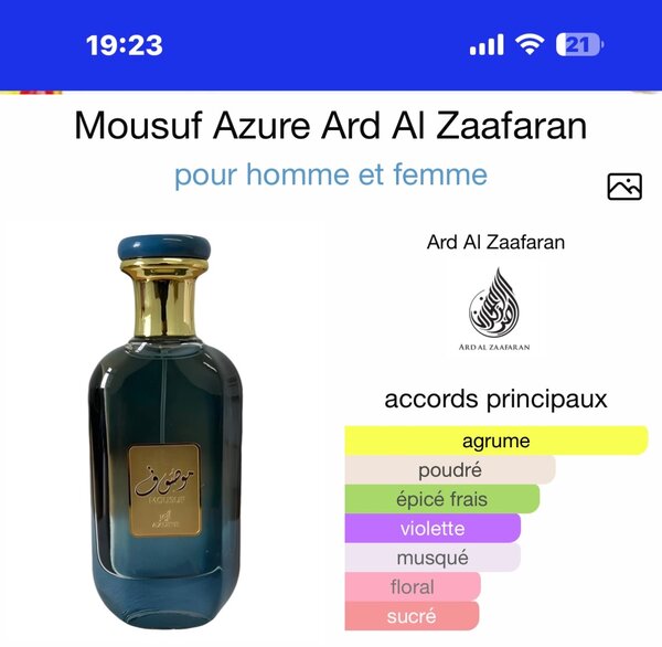 Parfum Mousuf Azure Unisexe
