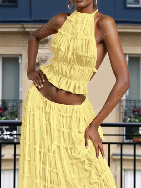 Ensemble jaune été bohème