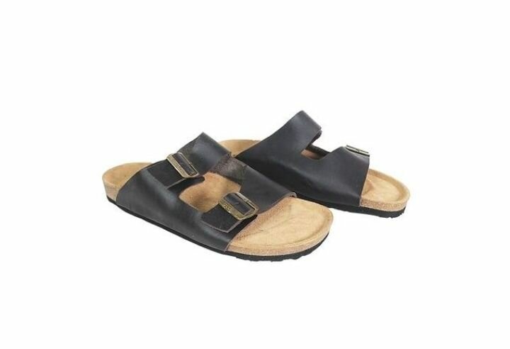 Sol Amass Double Strap Leather Slippers - Black