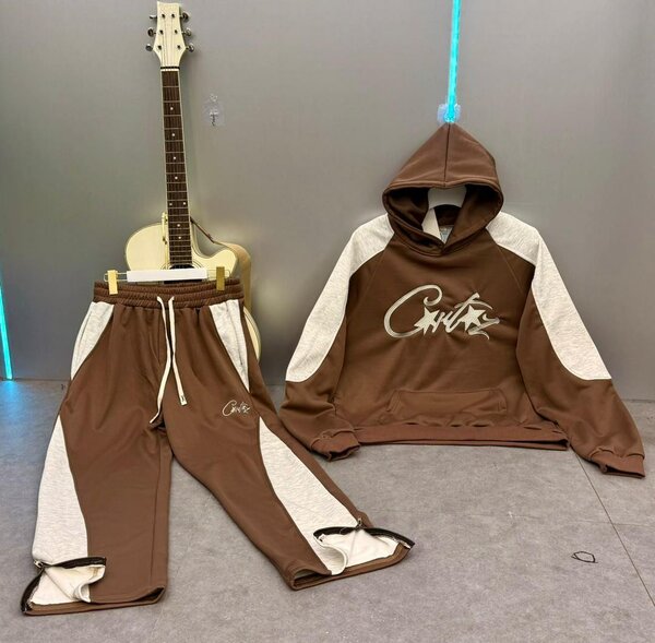 Ensemble Jogging Marron Contrasté