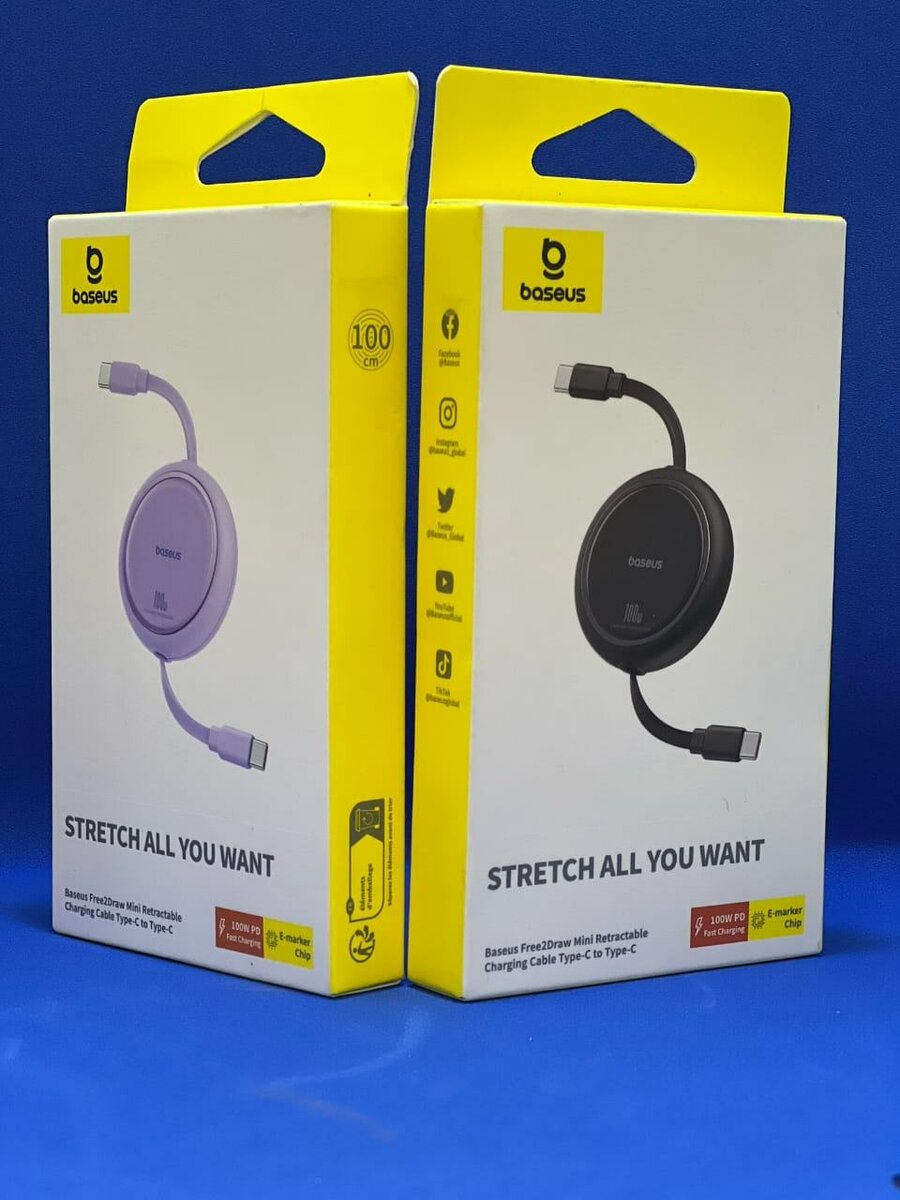 Baseus mini retractable type c to c charger cable