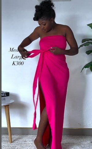 Dress bright pink, open shoulders