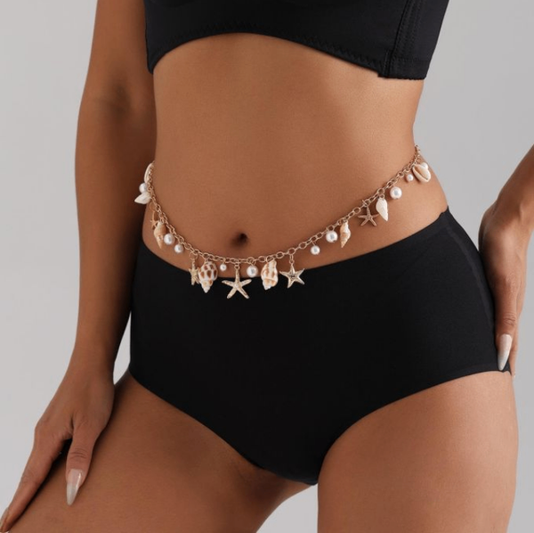 WOMEN WAIST CHAIN BEACH BIKINI BODY CHAIN STARFISH PENDANT