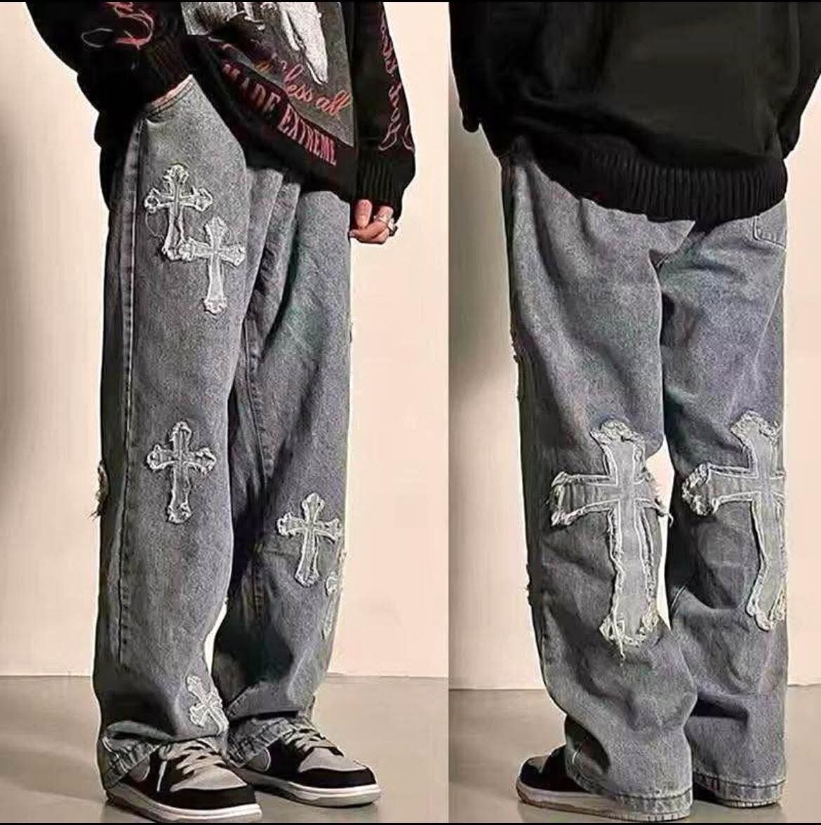 Jean décontracté croix tendance