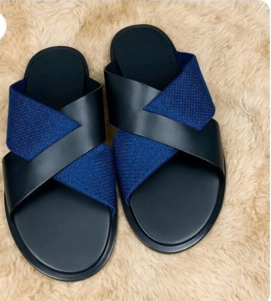 Sandales Croisées Bleu Noir