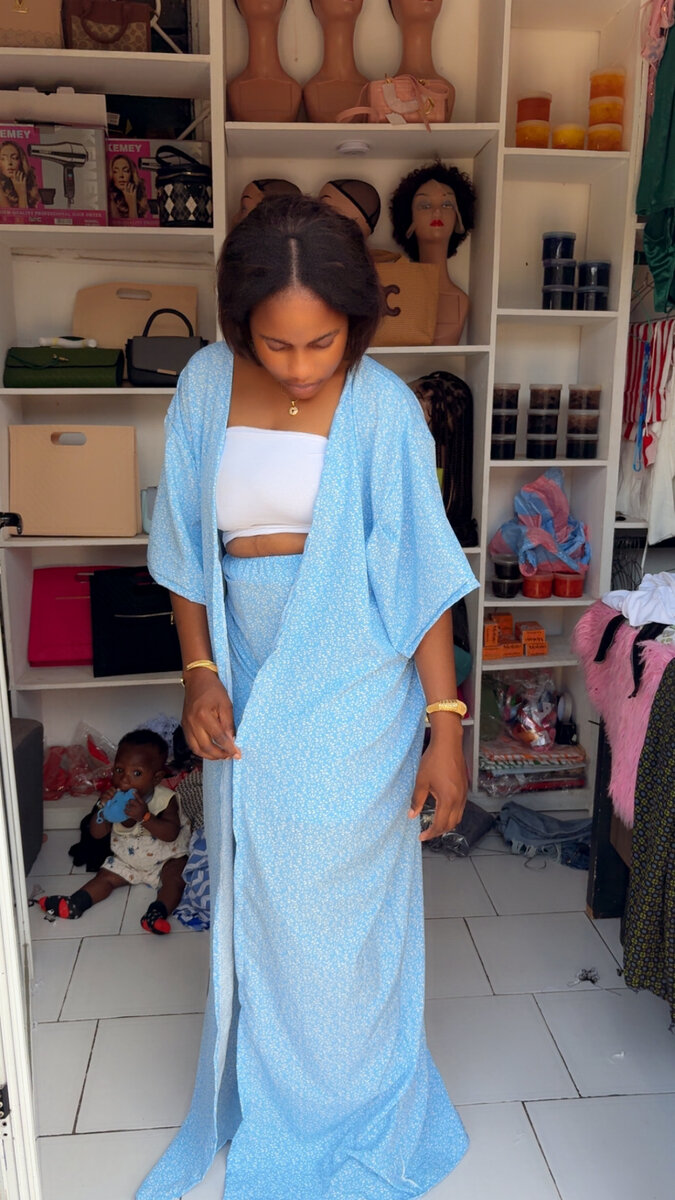 Kimono léger pour femme, bleu