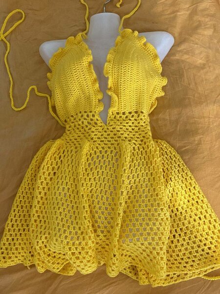 Robe crochet bikini jaune