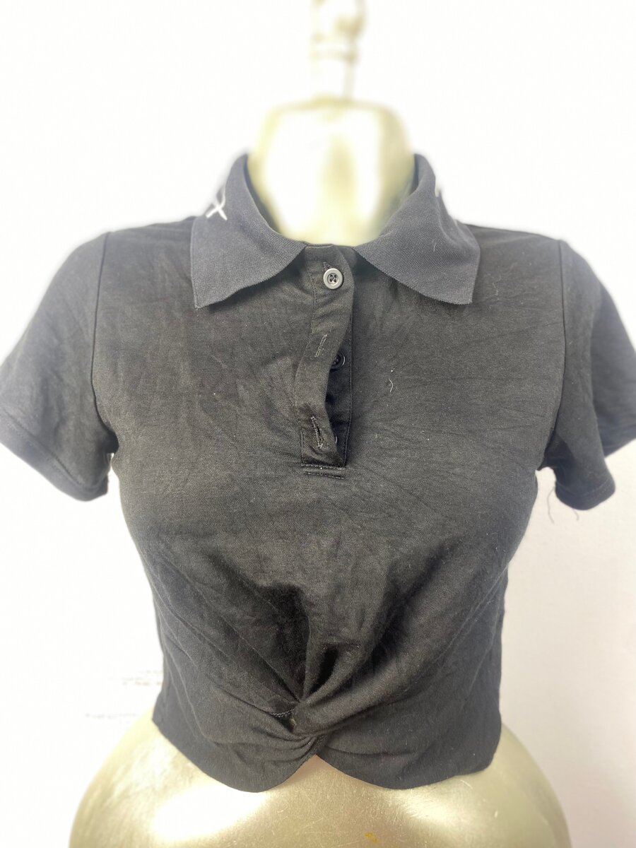 Polo noir court femme