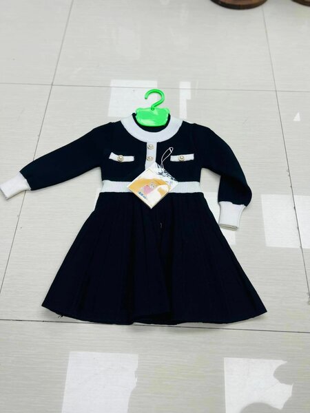 Dress for girl,knitted,black,long sleeve,age 1-10 years old