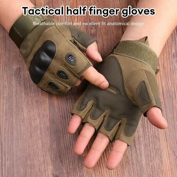 Gants demi-doigt pour hommes, gants de protection en plein a