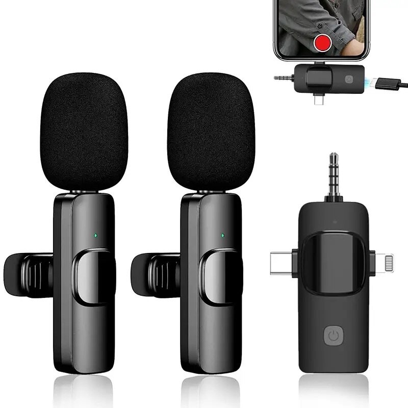 Wireless 3 In1 Dual Lavaliere Microphone