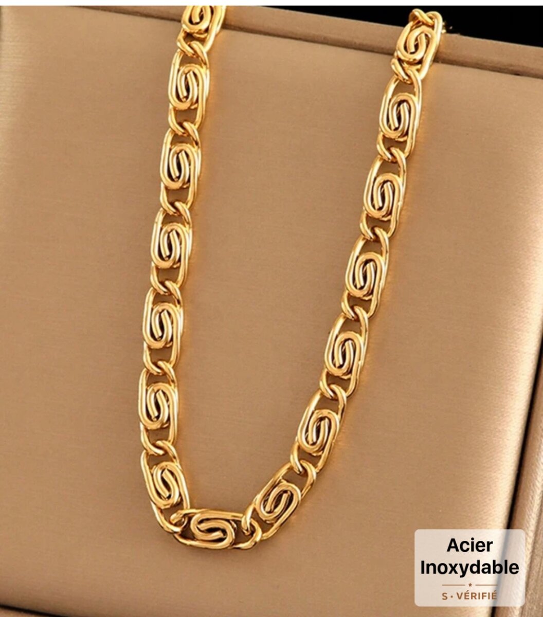 Collier homme en acier inoxydable doré