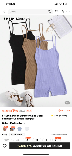 Combi-short d'été sans dos