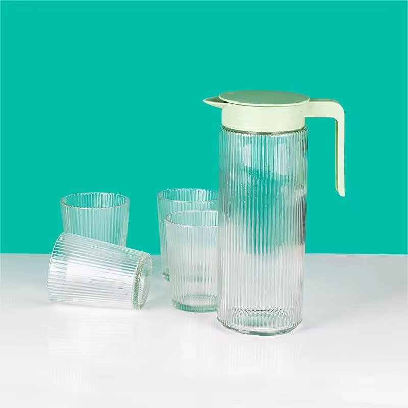 Ensemble Carafe et Verres Striés