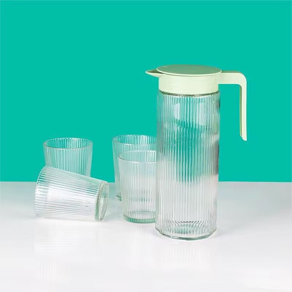 Ensemble Carafe et Verres Striés