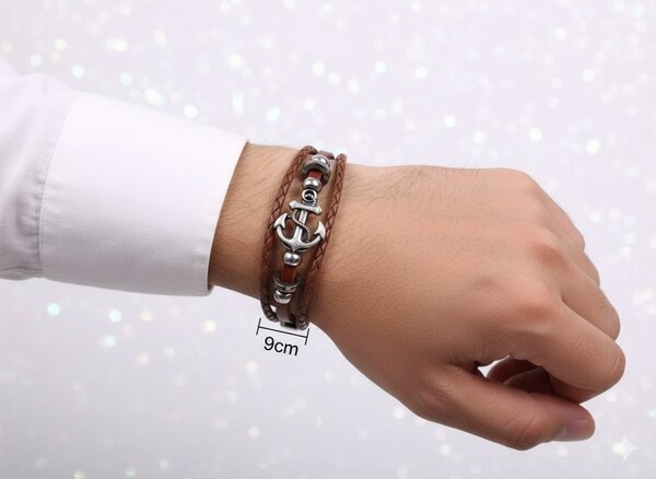 Bracelet en cuir ancre
