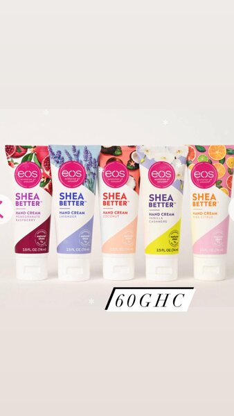 Eos body lotion, hand cream and lip balm