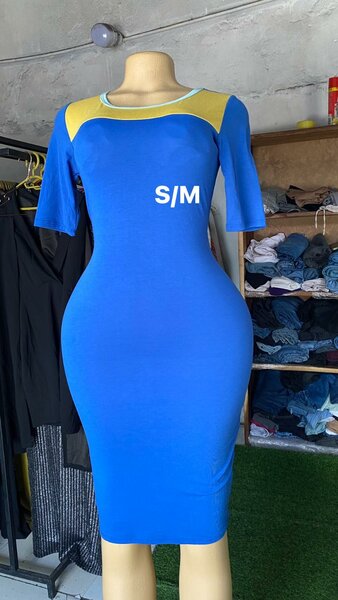 Beautiful and comfortable women's dress blue+yellow