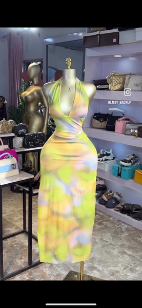 Robe longue dos nu multicolore