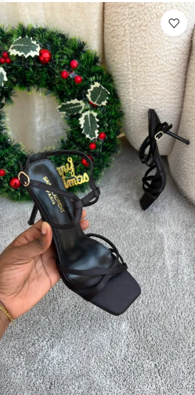 Cherry black ankle strap high heels