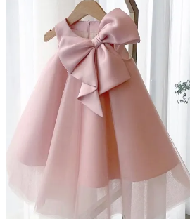 Baby Girl Princess Dresses , Bow Kid Girls Dresses, ( Fabric Silk And Net) ( Size 1 Yrs To 6 Yrs)