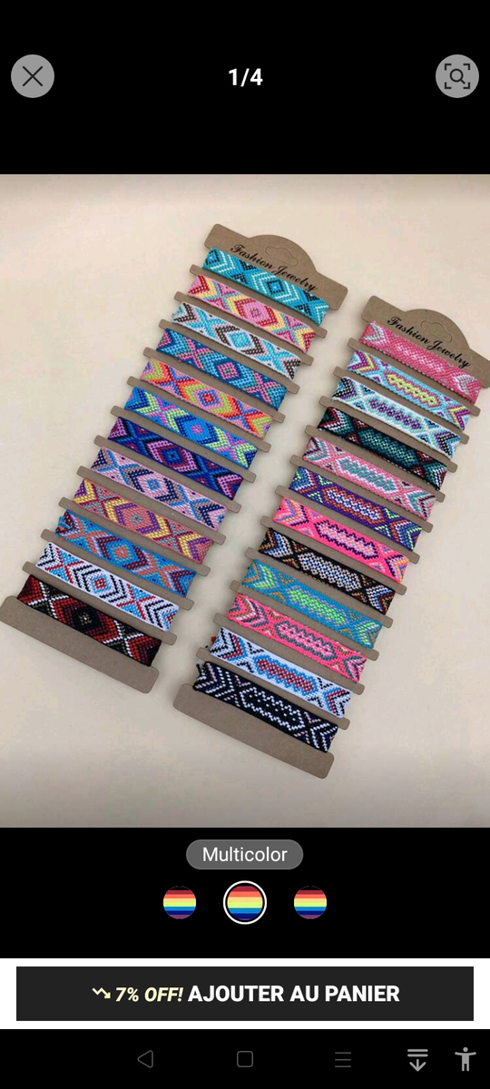 Bracelets tissés colorés