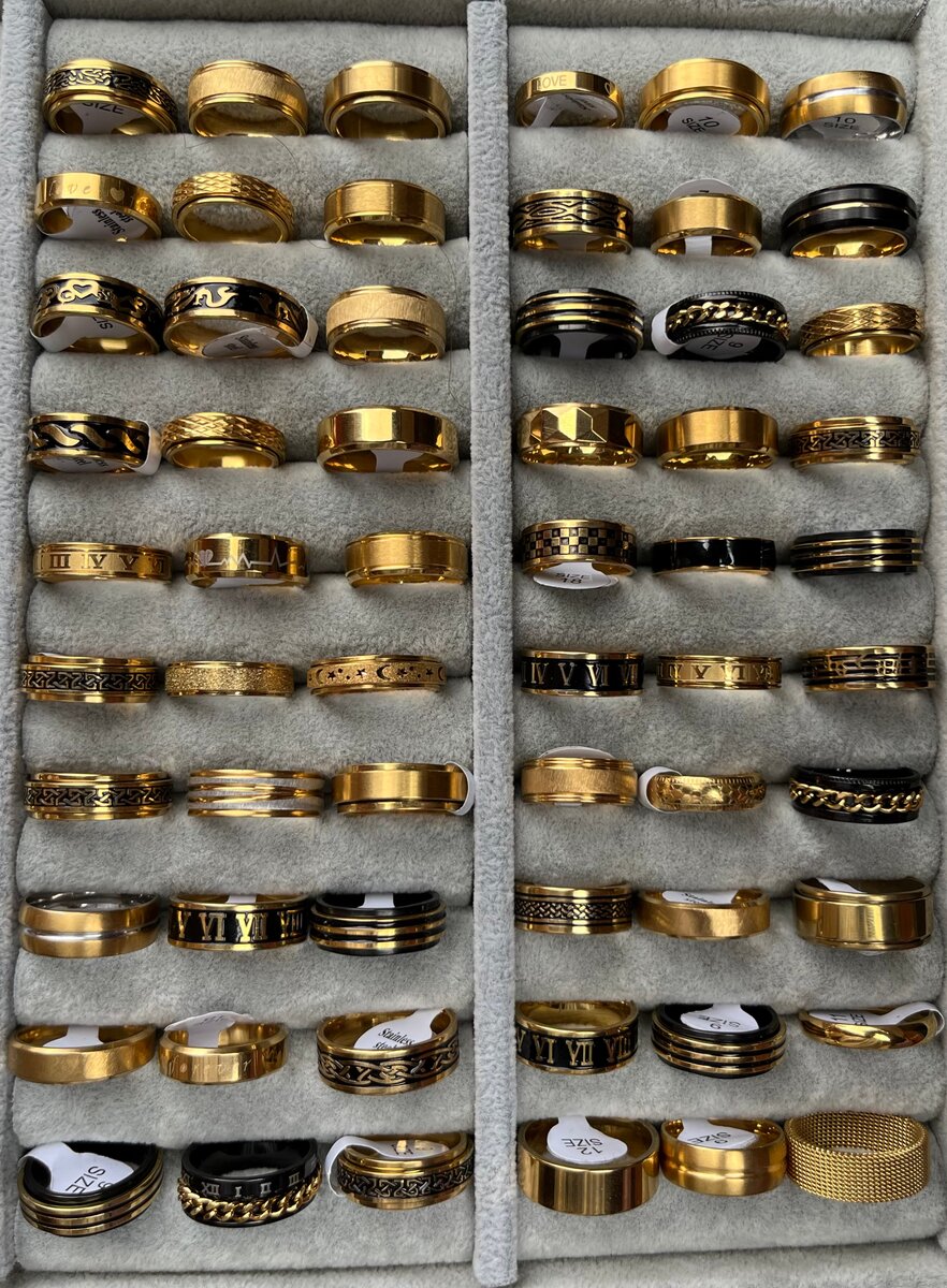 Bagues en acier inoxydable doré