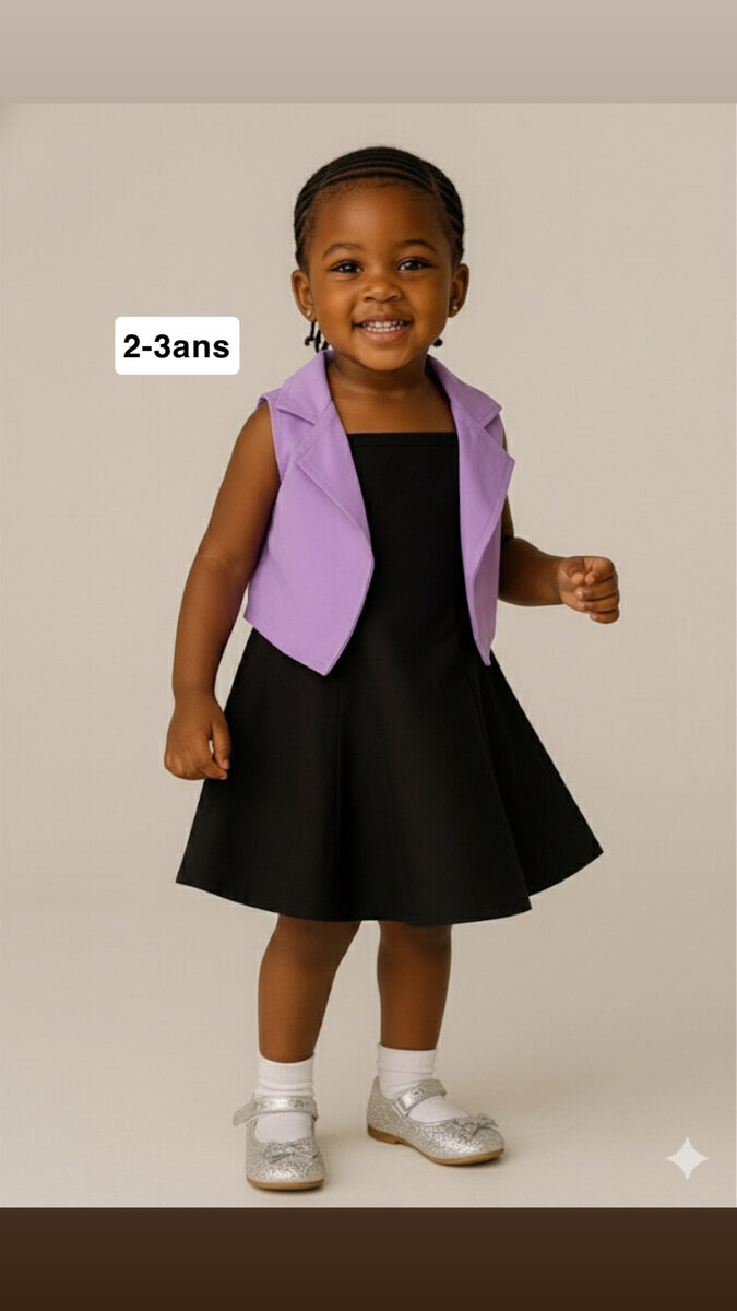 Robe noire avec gilet violet