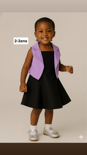 Robe noire avec gilet violet