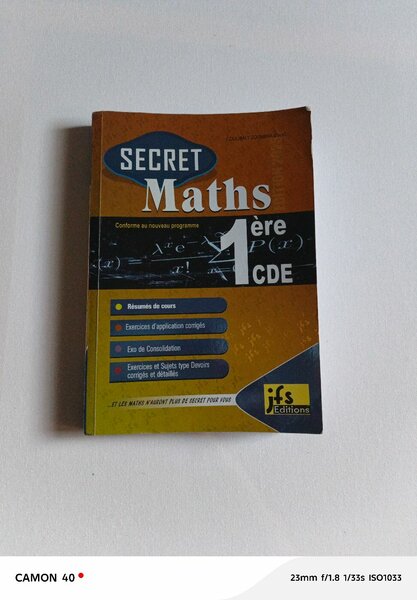 Livre Secret Maths 1ère CDE