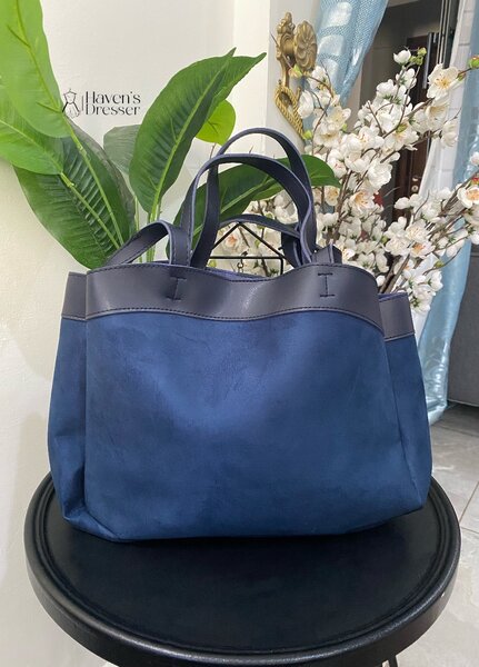 Blue black suede bag