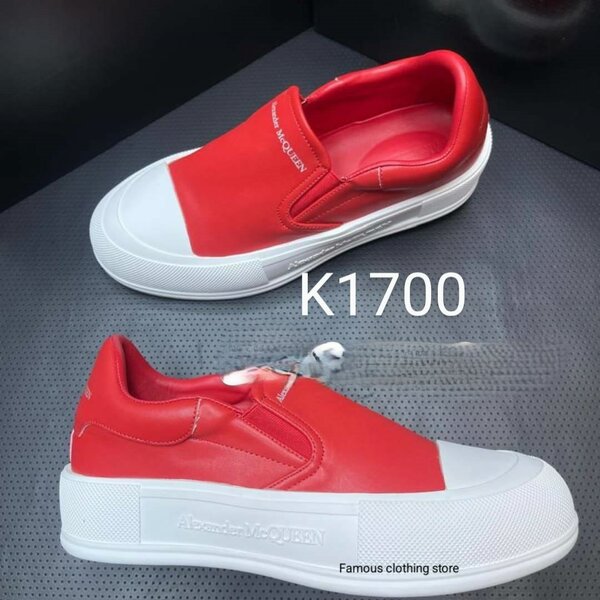 Red & White Alexander McQueen Slip-On Sneakers 