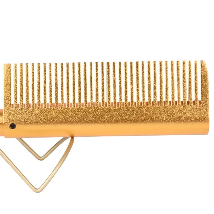 Peigne Chauffant - Lisseur Pour Cheveux-Or / Noir