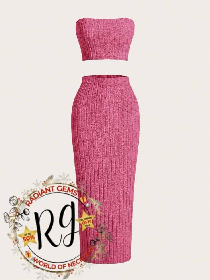 Ensemble bustier et jupe côtelés