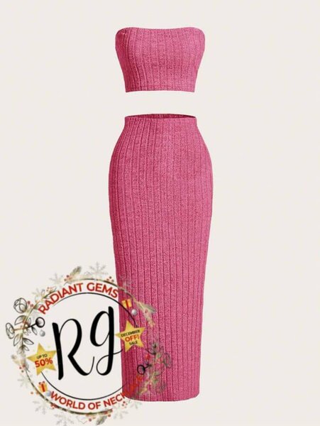 Ensemble bustier et jupe côtelés