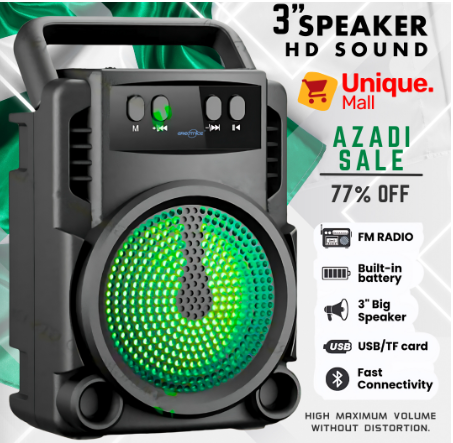 Top-Quality Wireless Bluetooth Speaker Rgb - Mini Wireless Portable Bluetooth Speaker with Big Sound, High Bass & Woofer Home for Mobile, PC Computer & Laptop - Rechargeable Bluetooth Speakers support Memory Card, USB, FM Radio - By Unique Mall