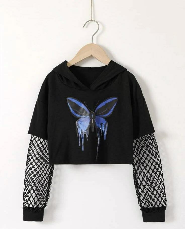 Pull court à manches filet papillon