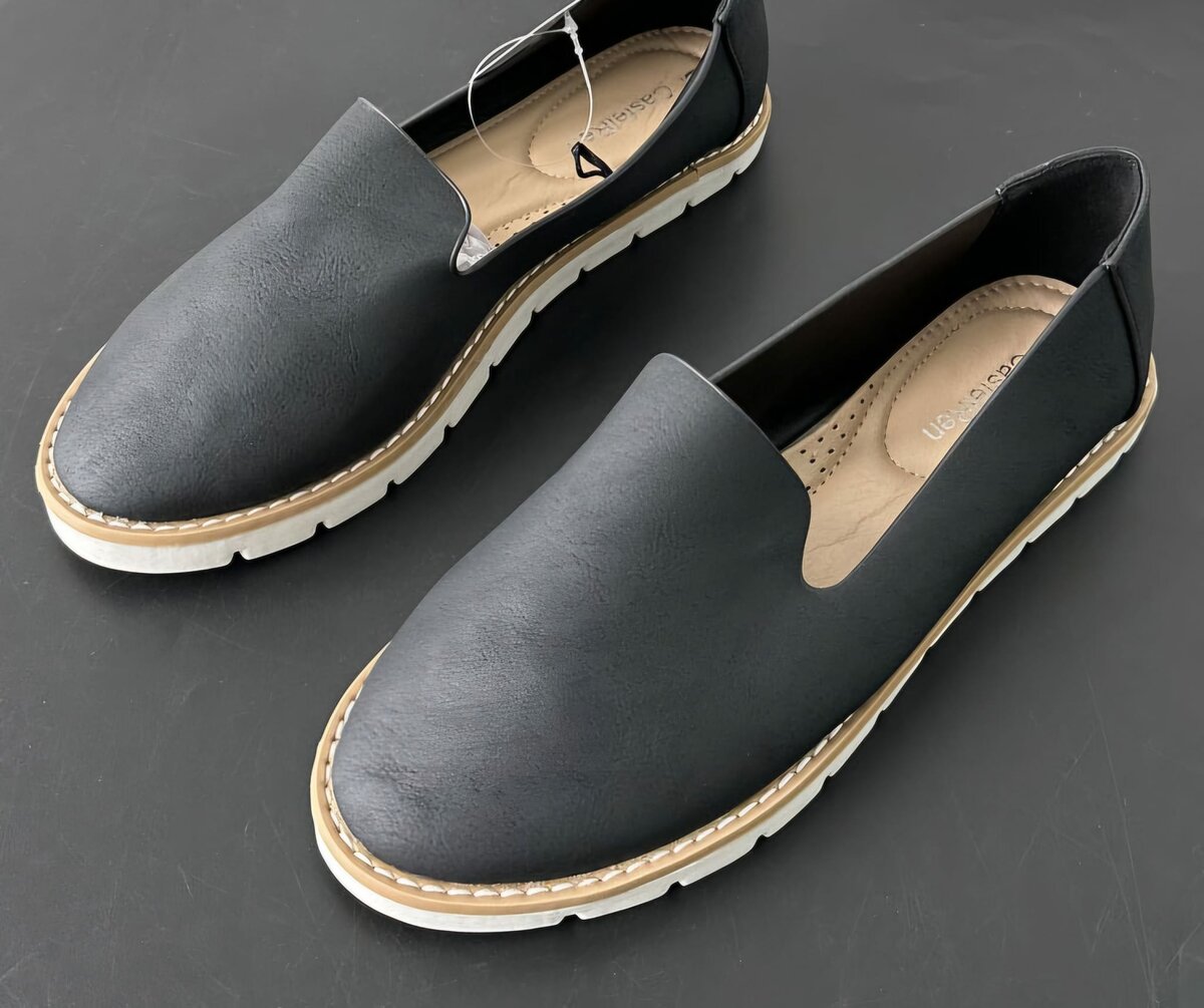 Black patent leather moccasins