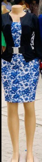 Suit: floral dress + black jacket