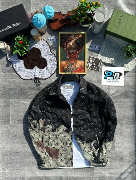 Veste en denim brodée unisexe