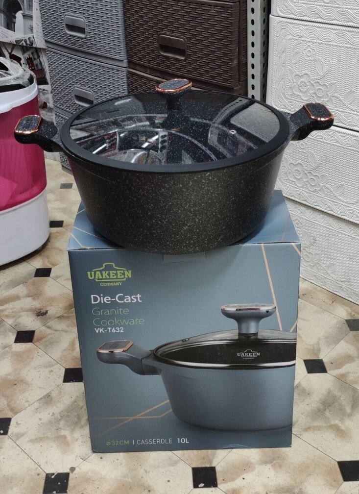 Казан Uakeen Vk-T432 Объем 10 литров Не прилипает Гранитный материал