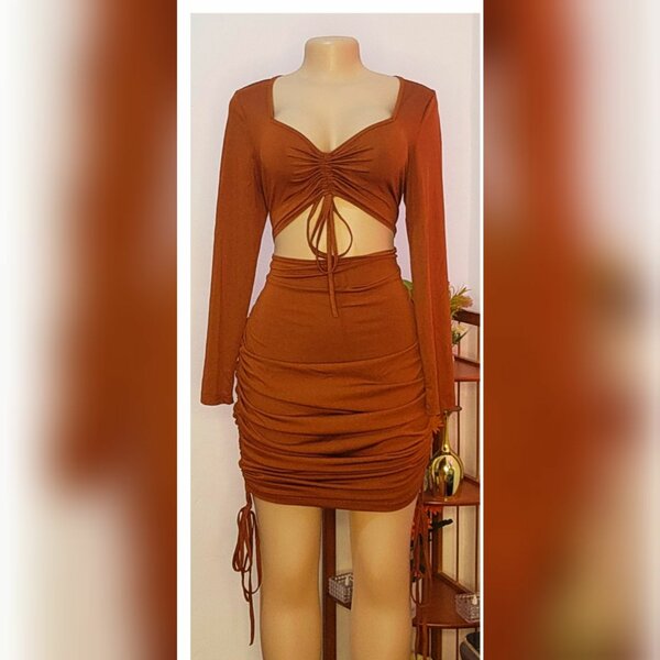 Drawstring Front Cutout Dress